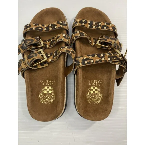 Vince Camuto Women’s Buckle Slides Sandals Animal Print Ciandra Worn little 6.5 - Picture 5 of 13